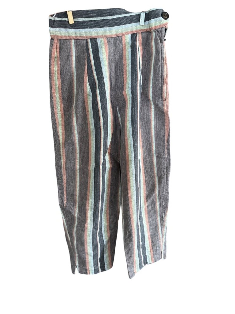 Vintage Multi-Color Striped Cropped Pants With Side Zipper 50's